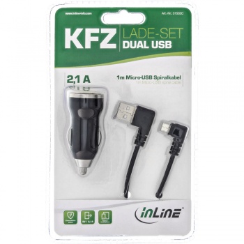 InLine USB DUAL+ KFZ-Ladeset (12/24VDC - schwarz)