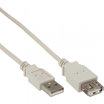 InLine USB 2.0 Verlängerung USB-A St an USB-A Bu (beige - 5,0m)