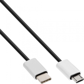 InLine USB 2.0 Kabel Typ C St an Micro-B St (schwarz/Alu - 2m)