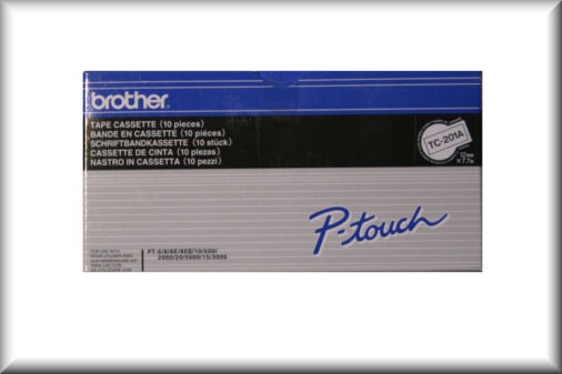 Brother Schriftbandkassette TC-201A (12 mm - weiß/schwarz - 10er Pack)