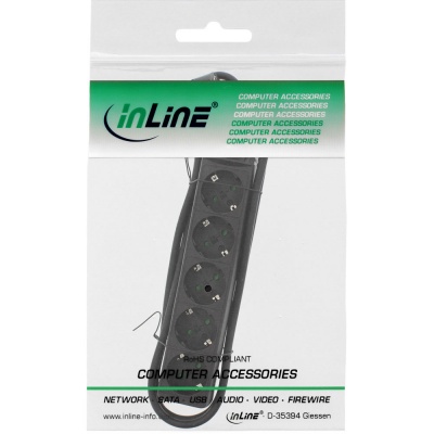InLine Steckdosenleiste mit Schalter (5-fach - 1,5m - schwarz)