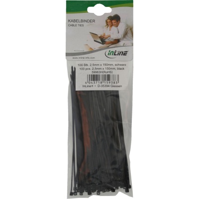 InLine Kabelbinder Länge 150mm - Breite 2,5mm (schwarz - 100Stk.)