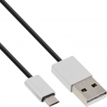 InLine USB 2.0 Kabel USB-A St an Micro-B St (schwarz/alu - 5m)
